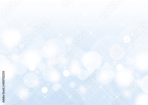クロスフィルター風の輝き　白い玉ボケ　背景素材（水色）