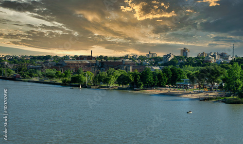 Quadro em tela very nice view of rio parana river in argentina , near zarate