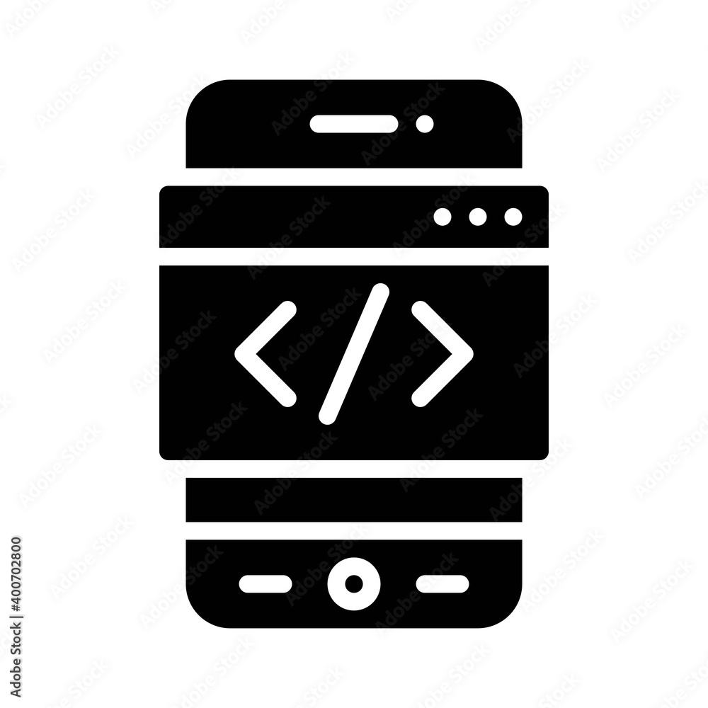 Coding App icon, Mobile application vector illustration Coding App icon, Mobile application vector illustration