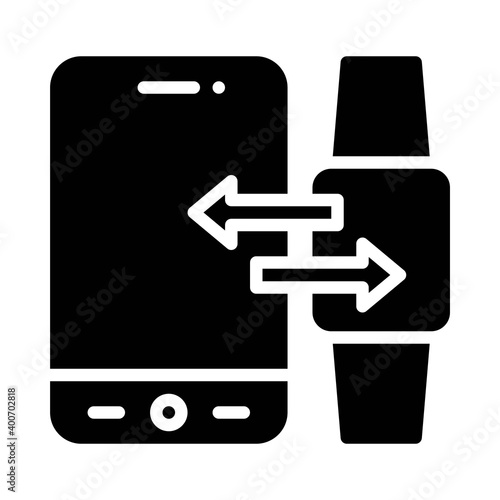 Smartwatch sync icon, Mobile application vector illustration
