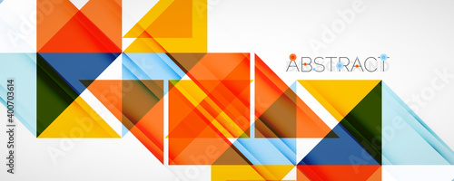 Geometric abstract background. Techno color triangle shapes. Vector illustration for covers, banners, flyers and posters and other designs
