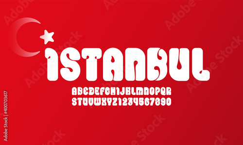 White font, bold alphabet, letters from A to Z and numbers from 0 to 9, vector illustration 10EPS