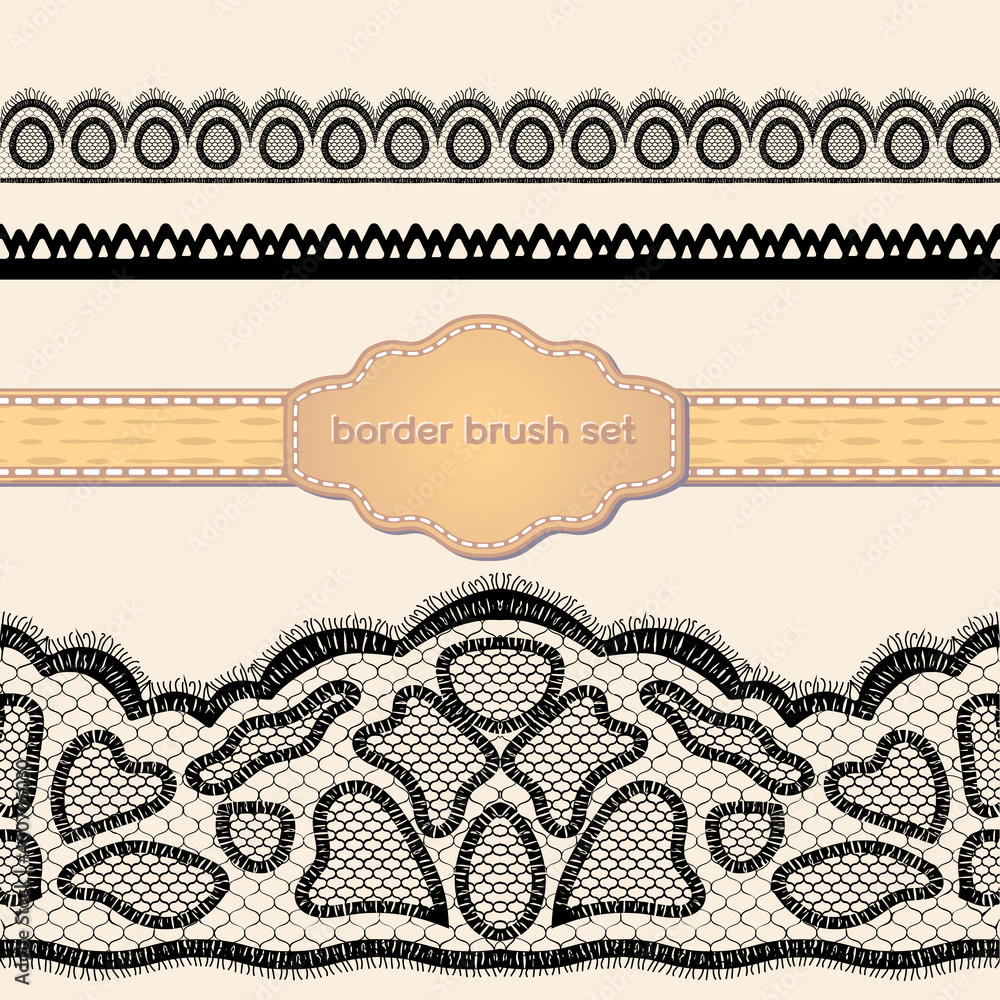 Fototapeta premium Scrapbooking elements. Set of lace ribbons, tags with place for text.Antique vintage design pattern for setting table,holidays,crafts,scrapbooks,albums.