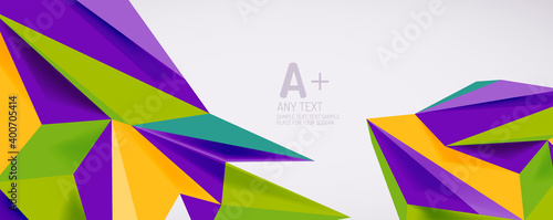 Vector triangle geometric backgrounds. Low poly 3d shape on light backdrop. Vector illustration for covers, banners, flyers and posters and other designs