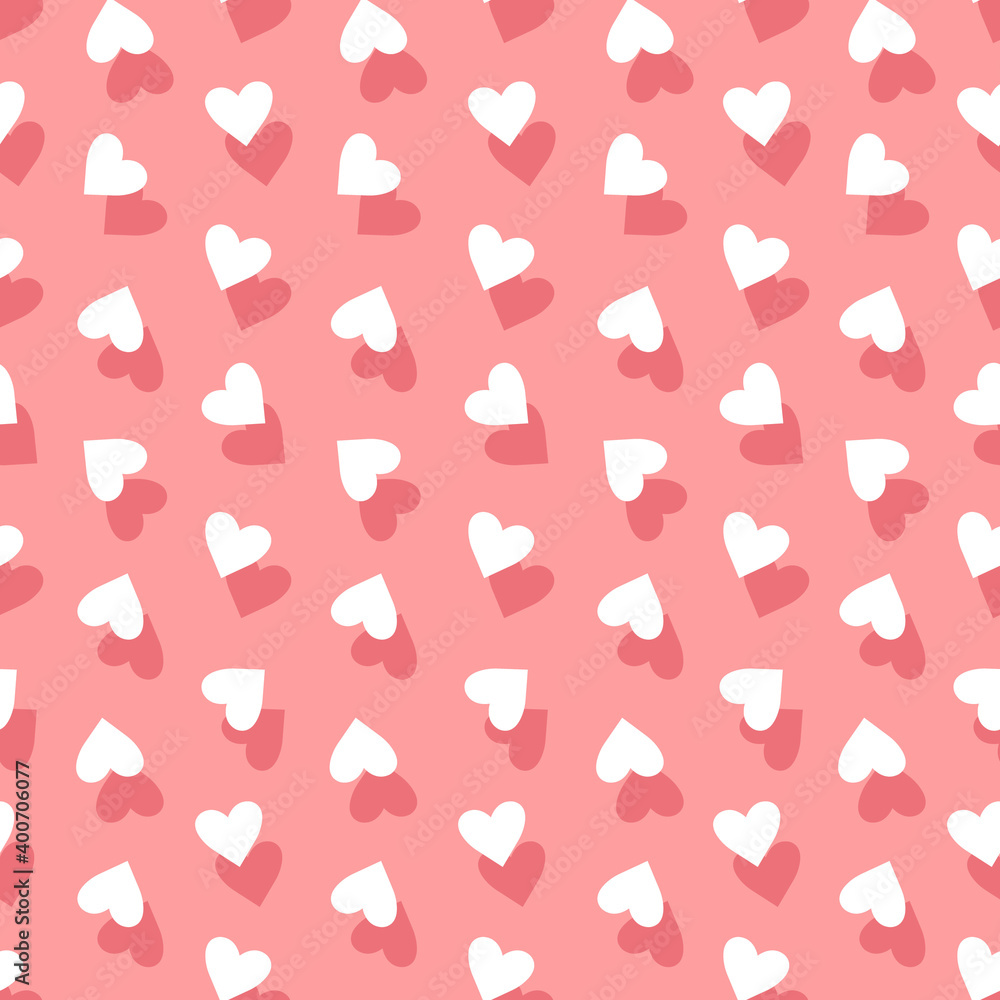 Pink Saint Valentine day seamless pattern with hearts. Cute illustration for lovely presents. Vector in flat style. Trendy cartoon design for wrapping paper, print, fabric. Pink Saint Valentine day seamless pattern with hearts. Cute illustration for lovely presents. Vector in flat style. Trendy cartoon design for wrapping paper, print, fabric.