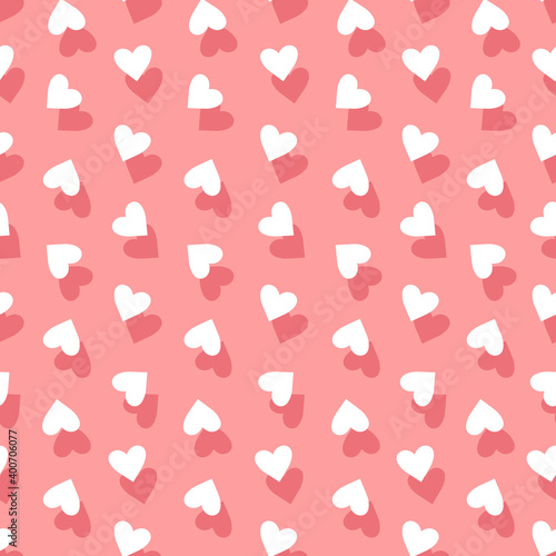 Pink Saint Valentine day seamless pattern with hearts. Cute illustration for lovely presents. Vector in flat style. Trendy cartoon design for wrapping paper, print, fabric.