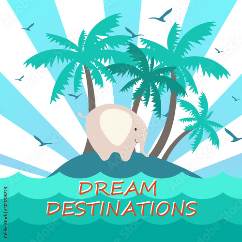 Dream destinations hand drawn vector banner, travel concept