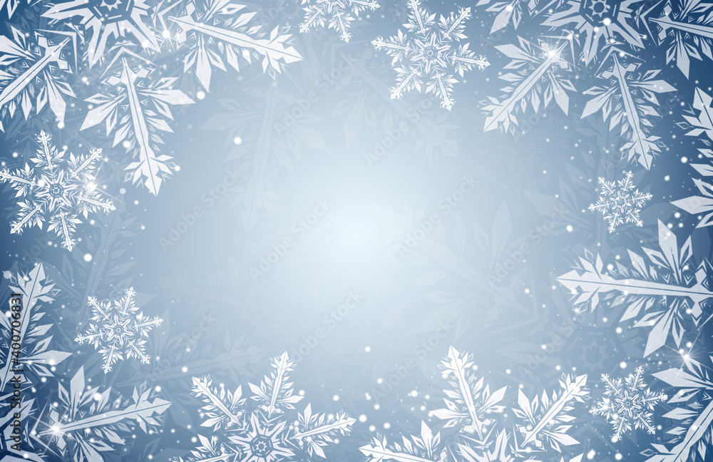 snowflakes on a blue background with copy space. winter background snowflakes on a blue background with copy space. winter background