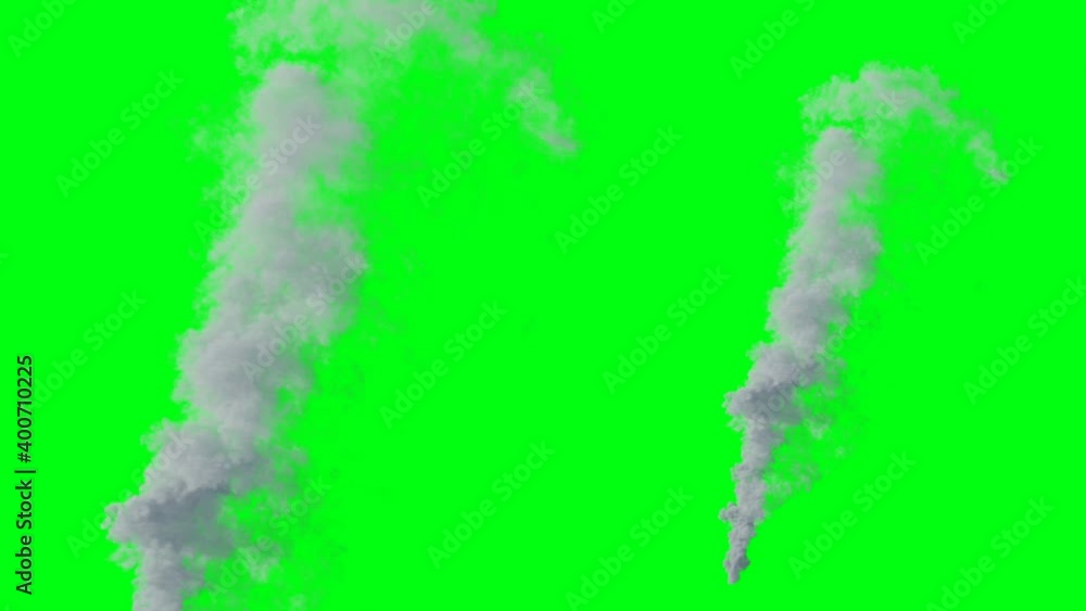 White smoke plume isolate on green screen 4k. Realistic smoke simulation. White smoke plume isolate on green screen 4k. Realistic smoke simulation.