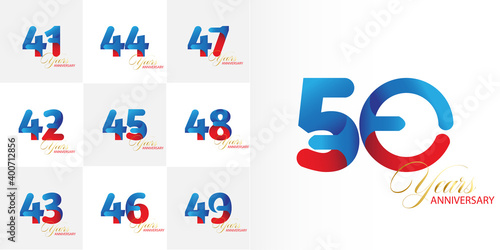 set 41, 42, 43, 44, 45, 46, 47, 48, 49, 50 Year Anniversary celebration Vector Template Design Illustration photo