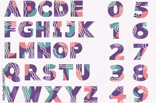 vector alphabet and numbers in retro style.