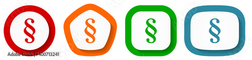 Paragraph vector icon set, flat design buttons on white background