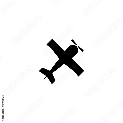 Retro Airplane, Vintage Plane, Biplane. Flat Vector Icon illustration. Simple black symbol on white background. Retro Airplane Vintage Plane Biplane sign design template for web and mobile UI element.