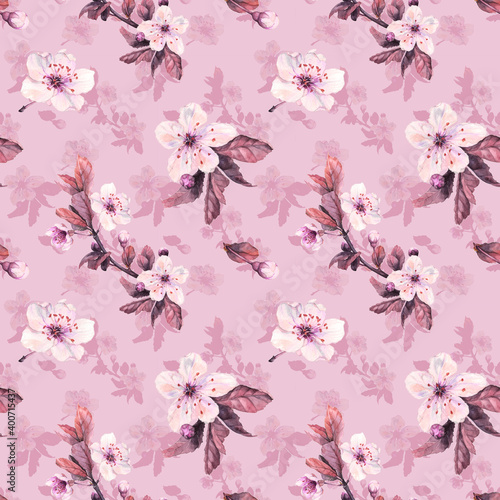 Seamless pattern with cherry blossom photo