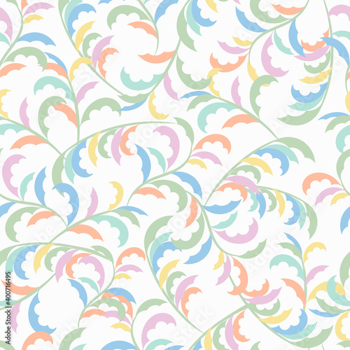 vector seamless pattern with branches and leaves.