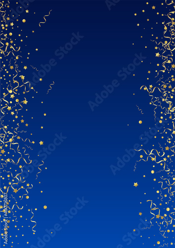 Yellow Serpentine Falling Vector Blue Background.