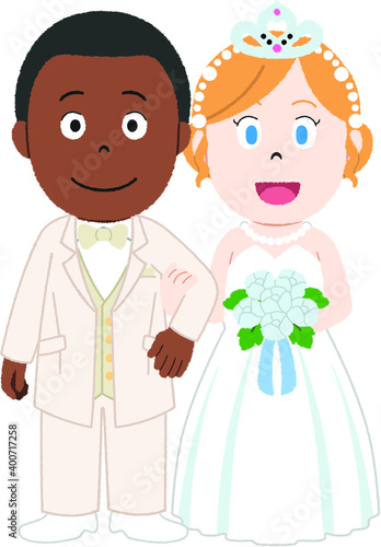 国際結婚（アメリカ人とフランス人）のイラスト