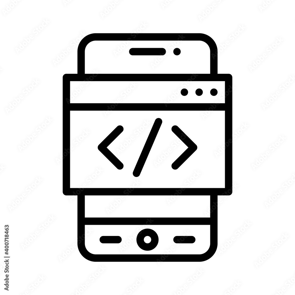Coding App icon, Mobile application vector illustration Coding App icon, Mobile application vector illustration