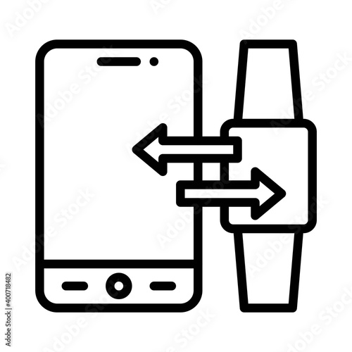 Smartwatch sync icon, Mobile application vector illustration