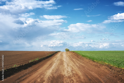 Country road landscape and beautiful clouds © silentgos