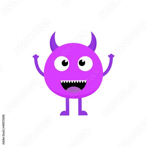 Cute cartoon baby monster. Kawaii scary funny baby character flat icon. Happy Halloween vector illustration isolated on white background.