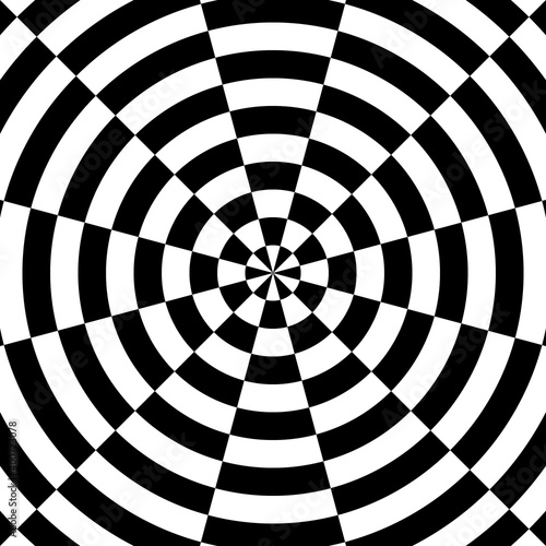 Vector illustration of target pattern with optical illusion. Op art abstract background.