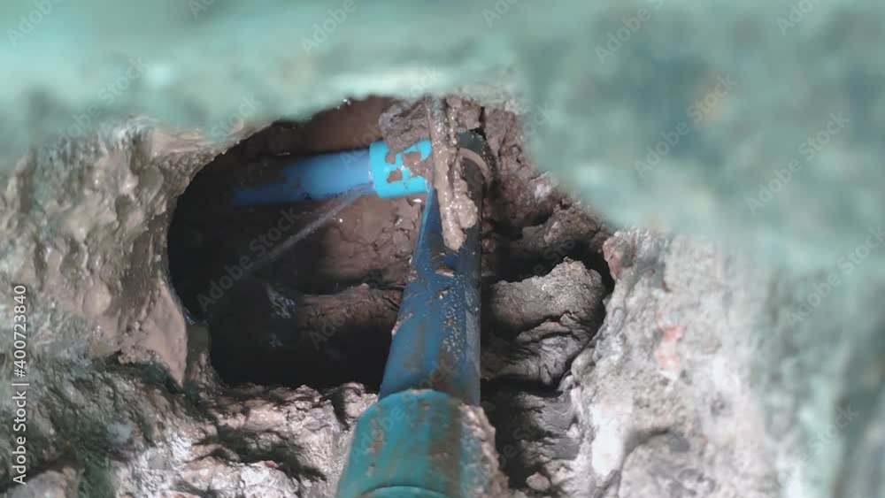 Water plumbing damaged, PVC pipe is crack, leaking and spit water