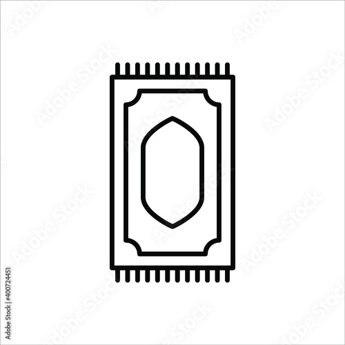 Prayer rug icon on white background. Traditional Islamic Background