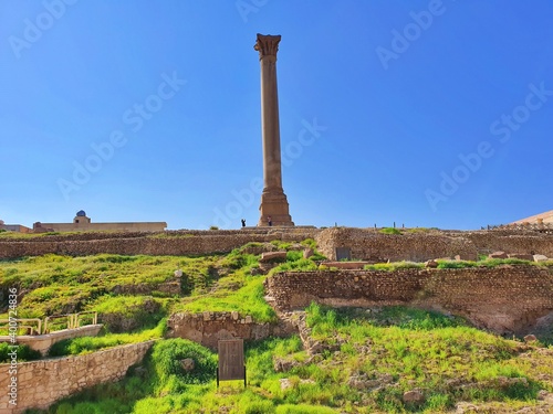 Pompey's pillar in Alexandria Egypt