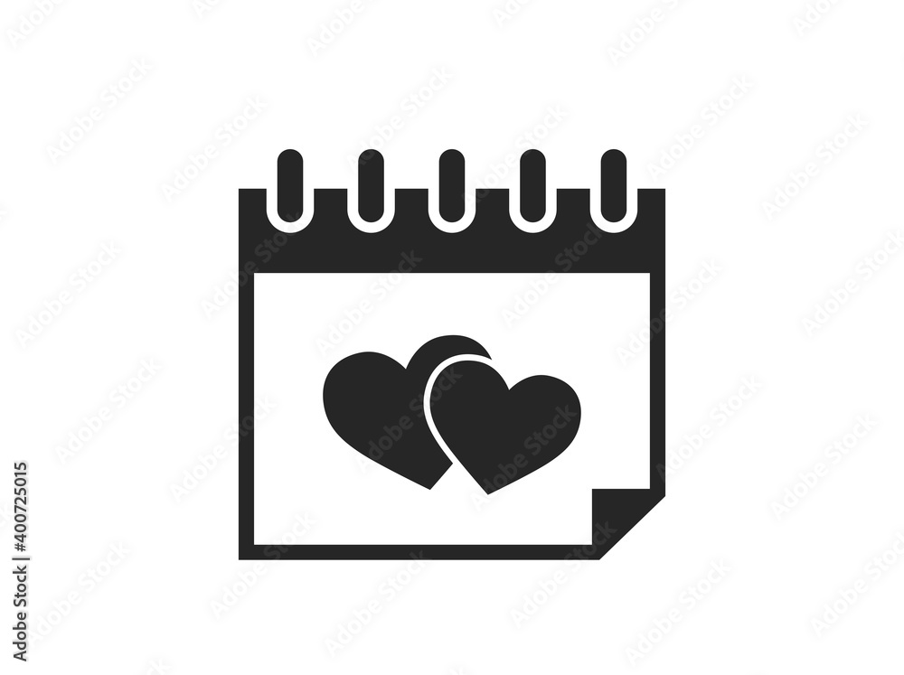 Valentine day calendar with hearts icon. Valentines design element. love symbol Valentine day calendar with hearts icon. Valentines design element. love symbol