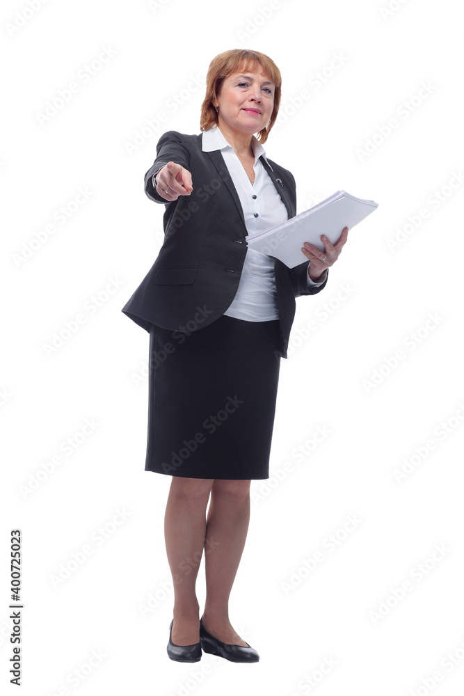 Corporate businesswoman reading official documents Corporate businesswoman reading official documents