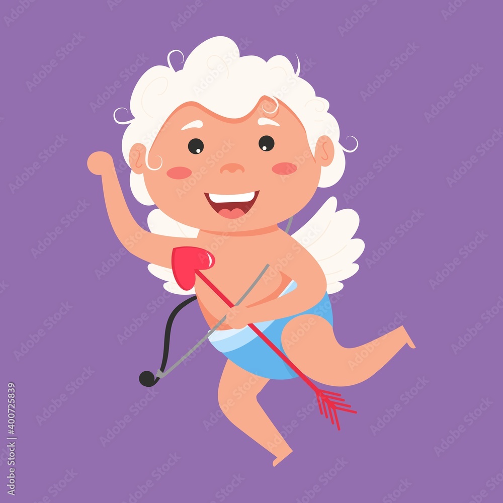 Valentine Cupid love playfully angel. Cute boy or girl cupid. Flying angel love shoots bow. Valentine Cupid love playfully angel. Cute boy or girl cupid. Flying angel love shoots bow.