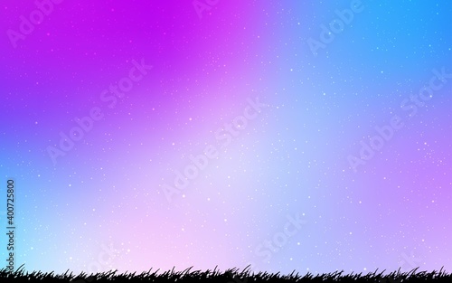 Light Pink, Blue vector texture with milky way stars.