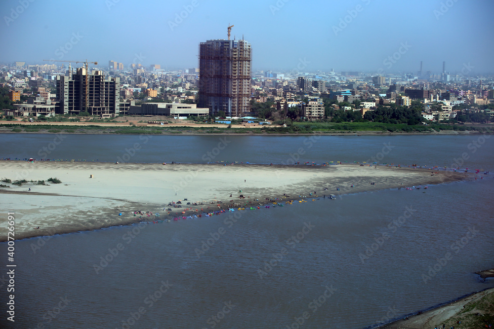 Naklejka premium Nile river in Khartoum Sudan 