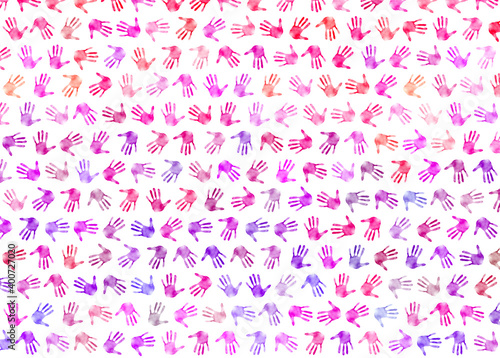 Abstract background from repeating colorful handprints