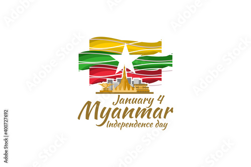 January 4, Independence Day of Myanmar vector illustration. Suitable for greeting card, poster and banner.