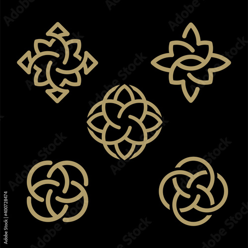 Luxury floral ornament pattern logo design collection