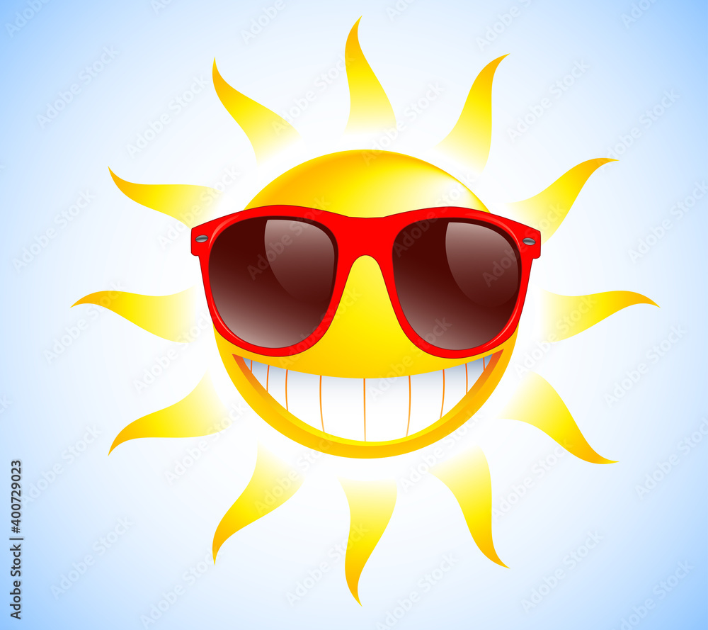 Funny sun with sunglasses. Vector illustration background Funny sun with sunglasses. Vector illustration background