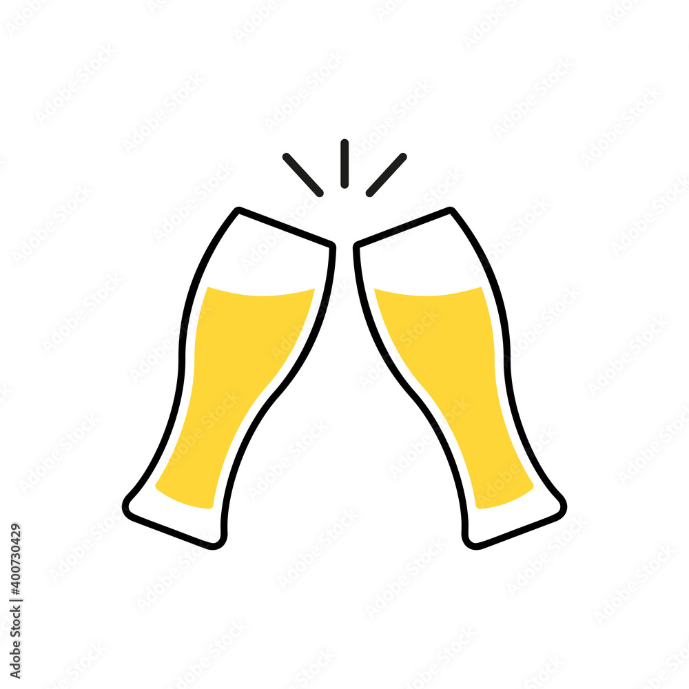 Fotografia Toast clink two glasses with beer. Vector