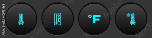 Set Meteorology thermometer, , Fahrenheit and icon. Vector.
