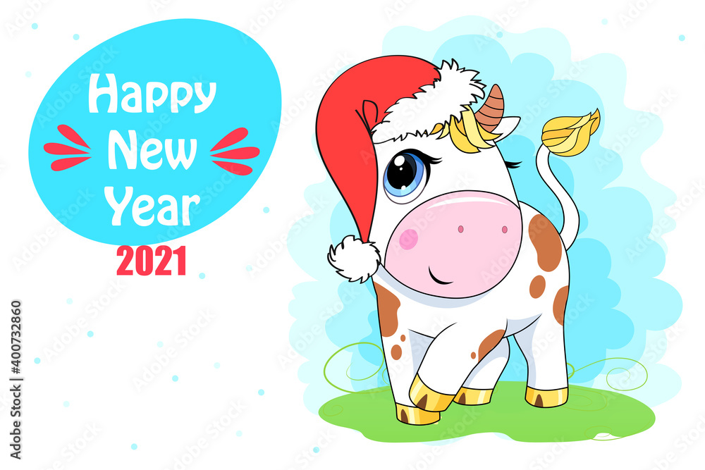 Fototapeta premium Vector Ox. Hand drawn cute cow.