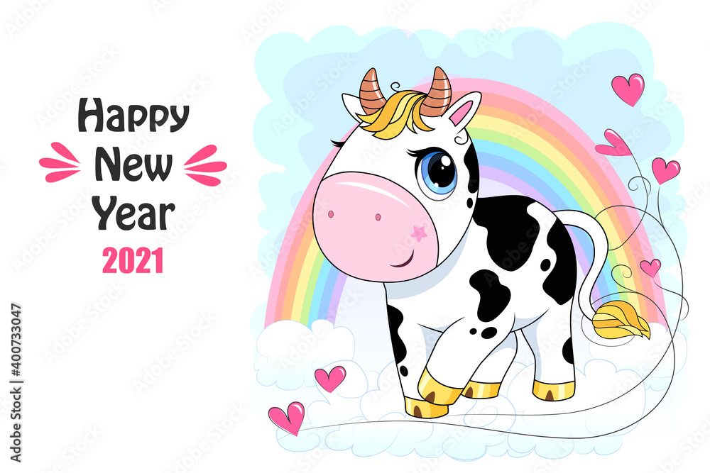 Obraz premium Vector Ox. Hand drawn cute cow.