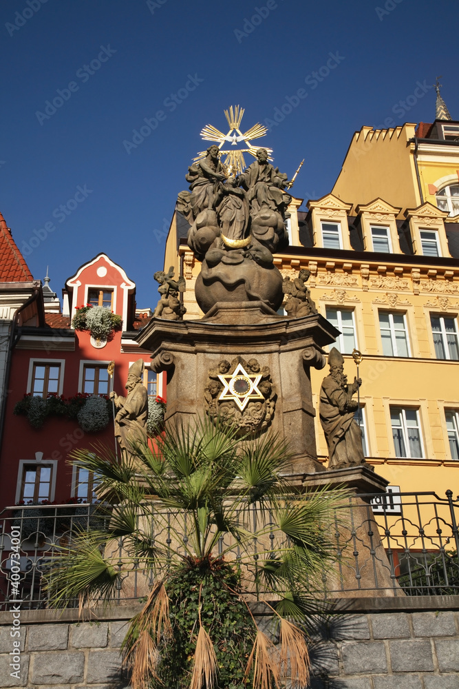 Column of Holy Trinity - Plague pillar in Karlovy Vary. Bohemia. Czech Republic