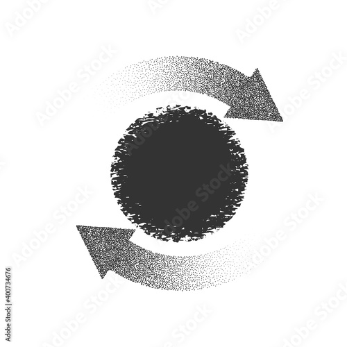 Loader icon. Arrow noise. Vector circle button. An object on an isolated white background.