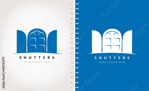 Shutters logo vector. Window design.