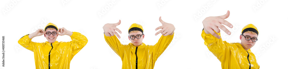 Man in yellow suit isolated on white Man in yellow suit isolated on white