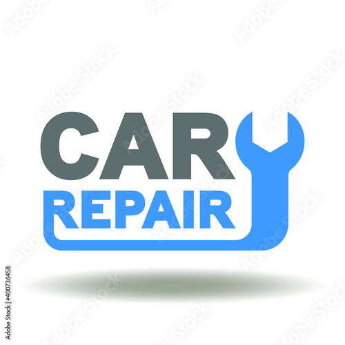 Car repair words with wrench vector icon. Auto repairing service logo.