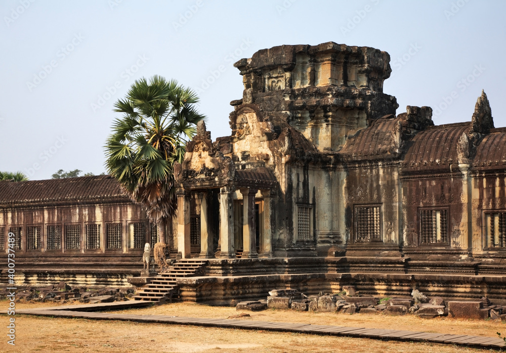 Main gate of Angkor Wat - Capital temple. Siem Reap province. Cambodia