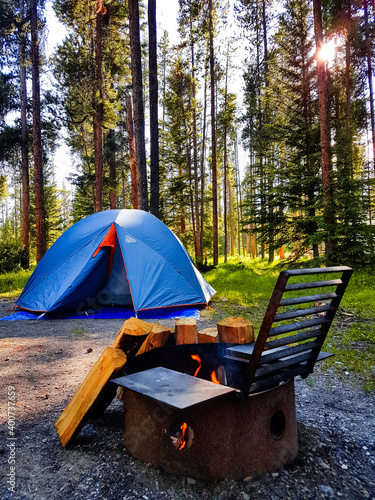 Tent in beautiful camp site in Canada