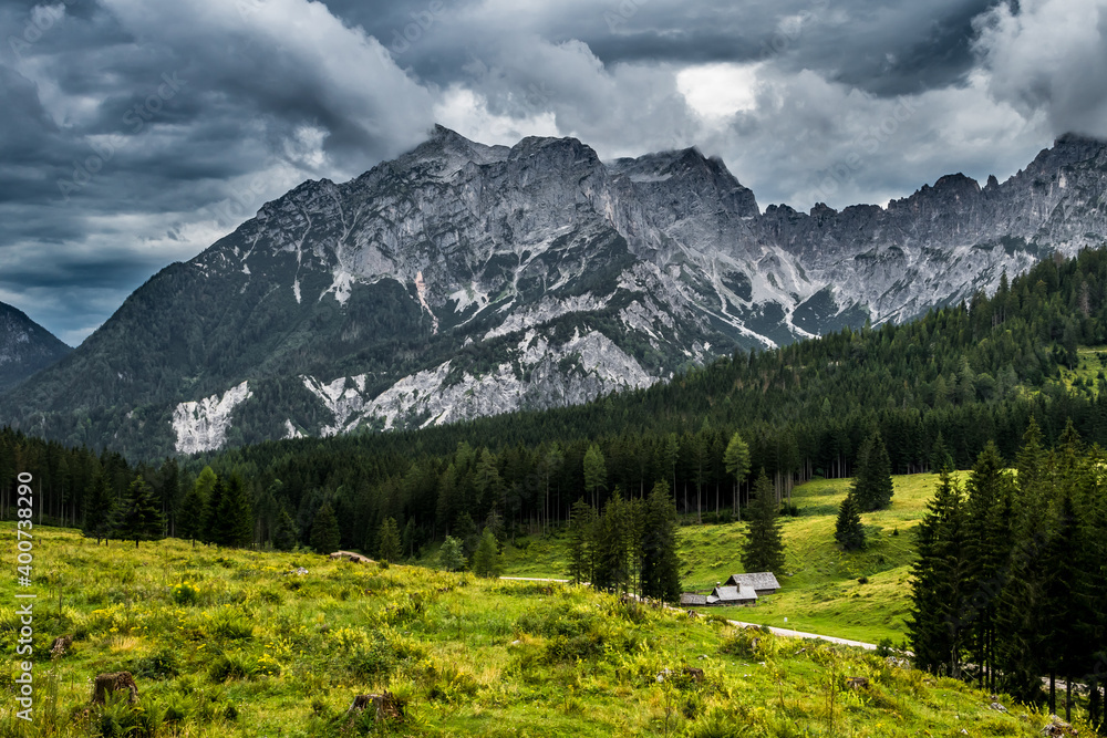 Mountain Chalet On Alpine Pasture In National Park Gesaeuse In The Ennstaler Alps In Austria
